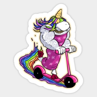 Unicorn on scooter Sticker